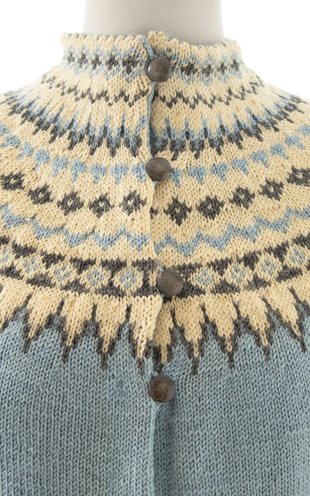 1940s 1950s Fair Isle Knit Wool Cardigan | small/medium