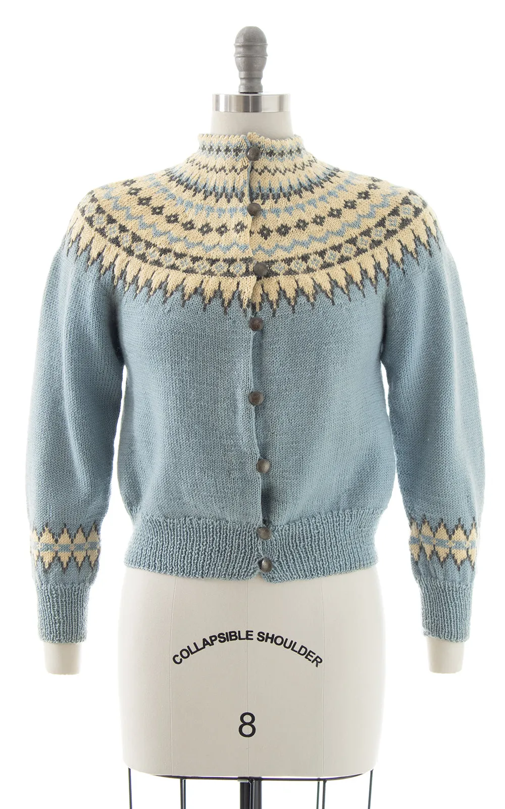 1940s 1950s Fair Isle Knit Wool Cardigan | small/medium