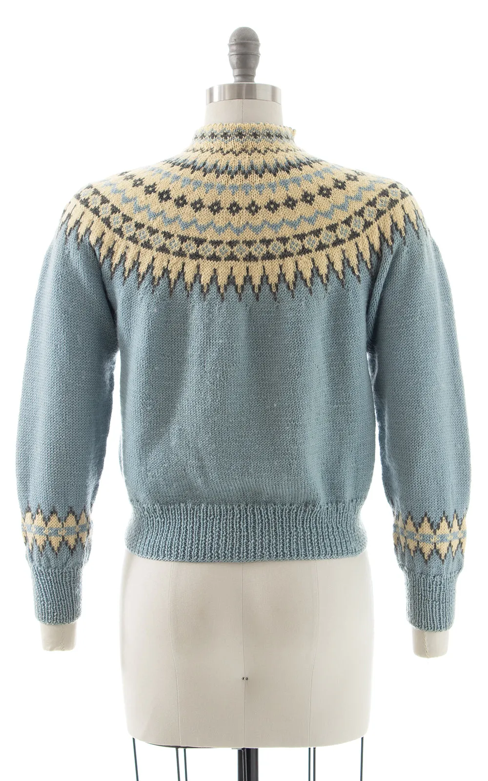 1940s 1950s Fair Isle Knit Wool Cardigan | small/medium