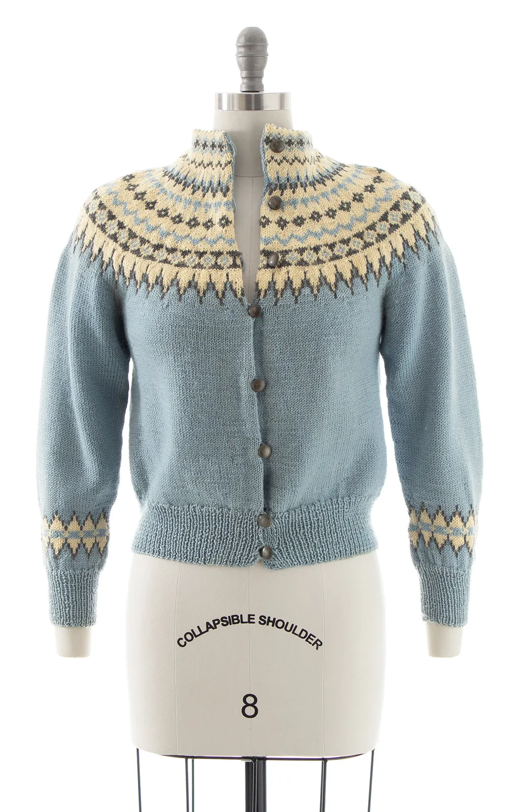 1940s 1950s Fair Isle Knit Wool Cardigan | small/medium