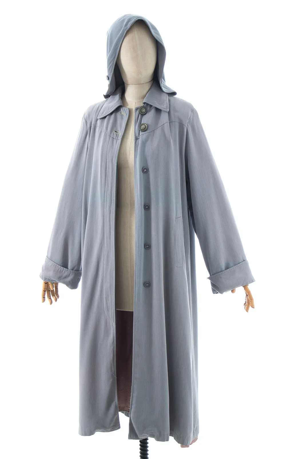 1940s Hooded Raincoat | small/medium