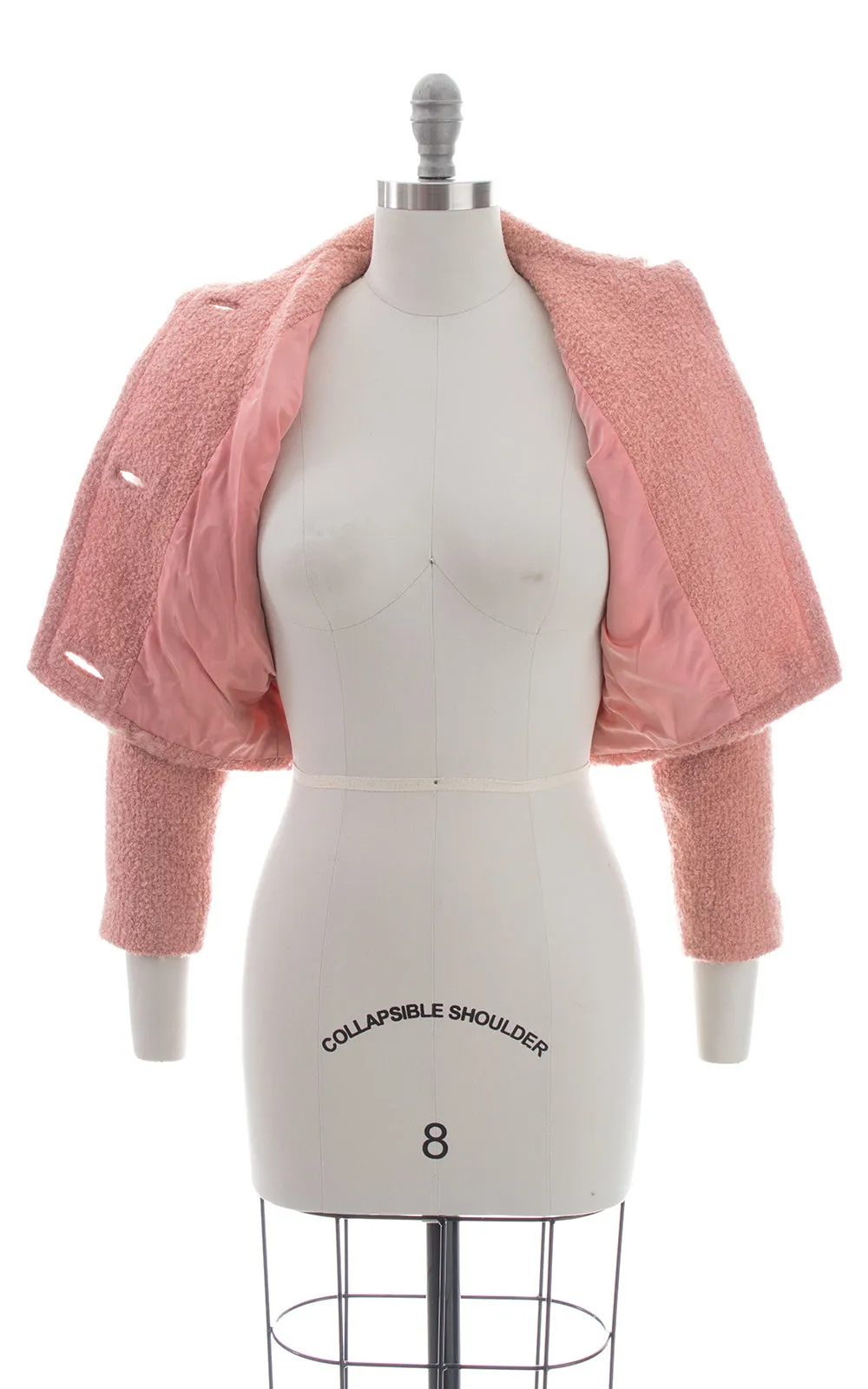 1950s Bubblegum Pink Bouclé Wool Cropped Coat | x-small/small