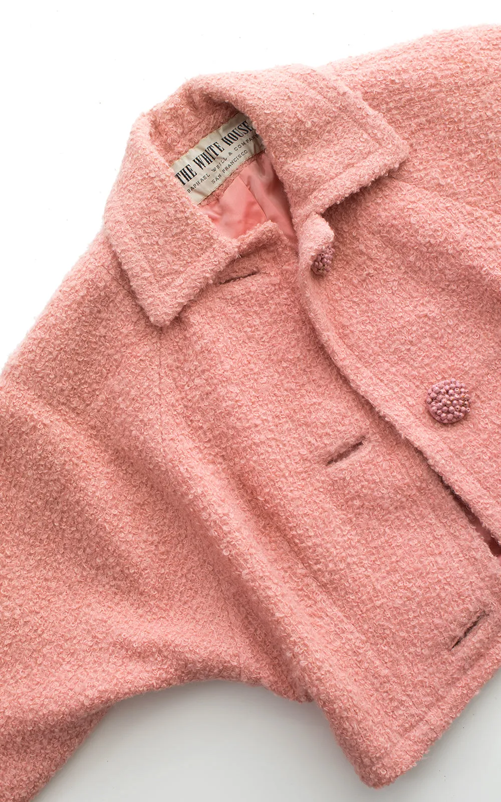 1950s Bubblegum Pink Bouclé Wool Cropped Coat | x-small/small