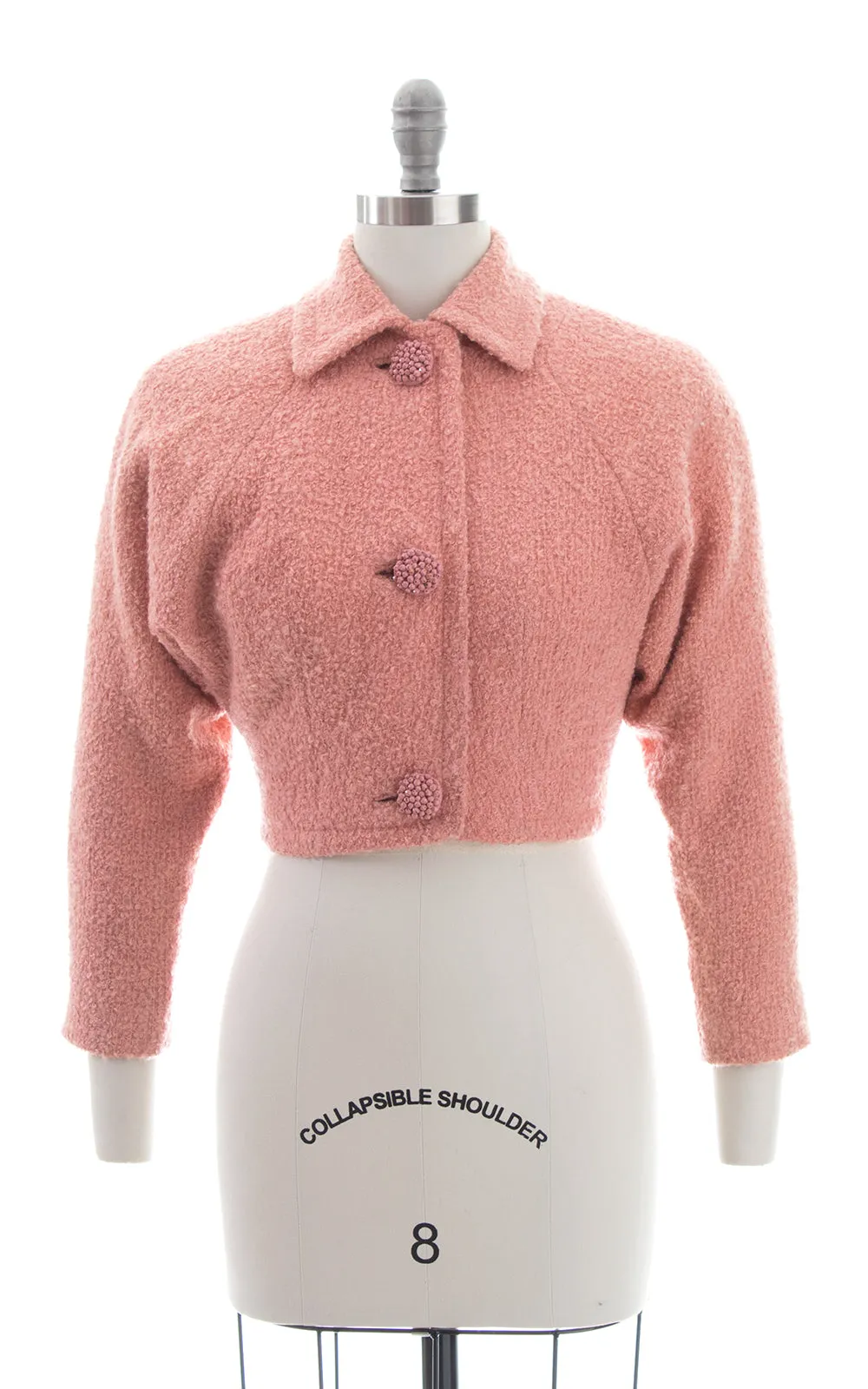 1950s Bubblegum Pink Bouclé Wool Cropped Coat | x-small/small