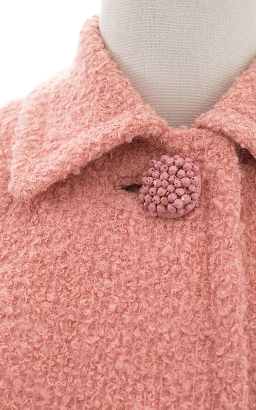 1950s Bubblegum Pink Bouclé Wool Cropped Coat | x-small/small
