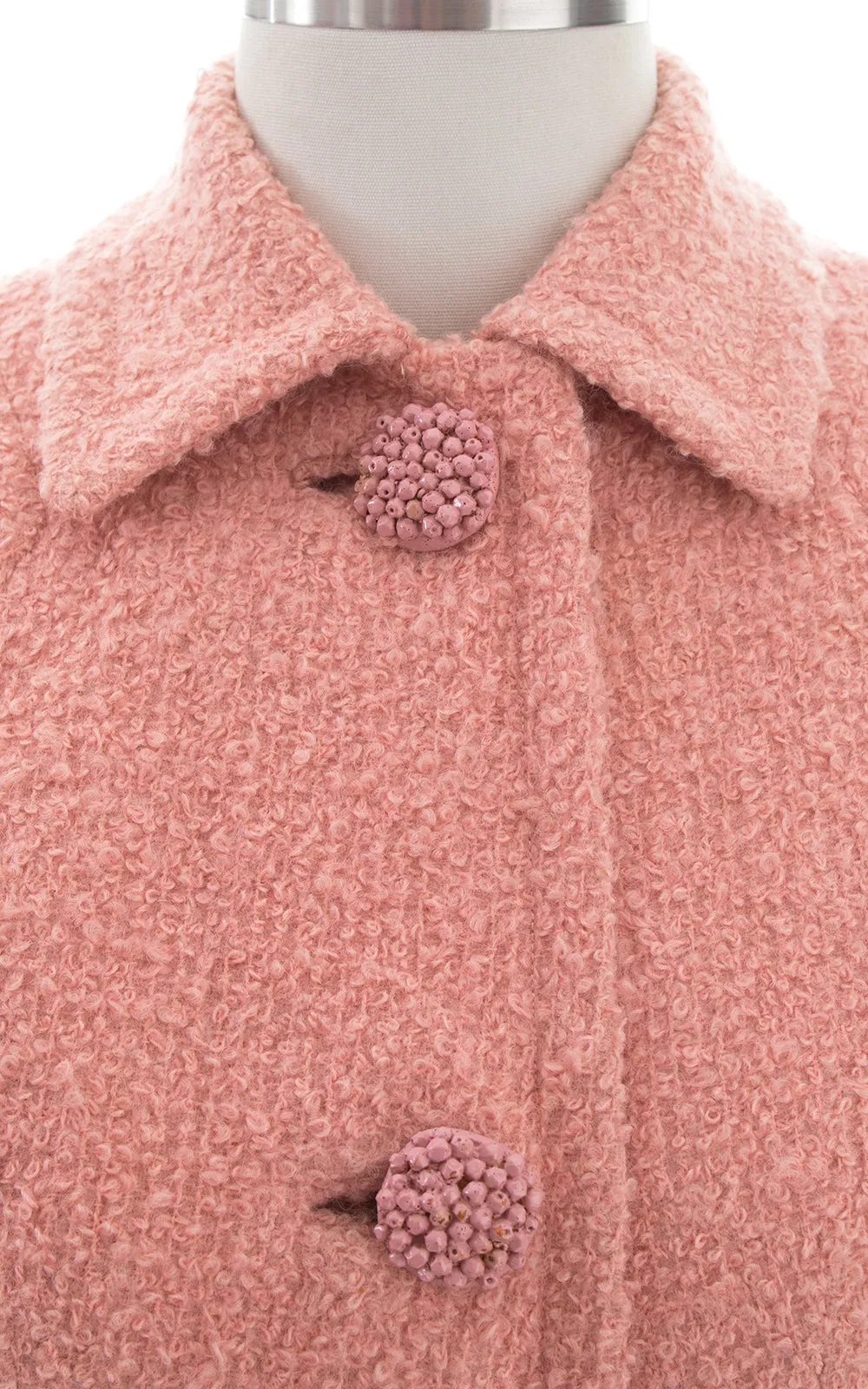 1950s Bubblegum Pink Bouclé Wool Cropped Coat | x-small/small