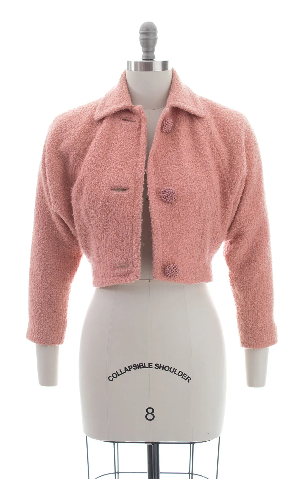 1950s Bubblegum Pink Bouclé Wool Cropped Coat | x-small/small