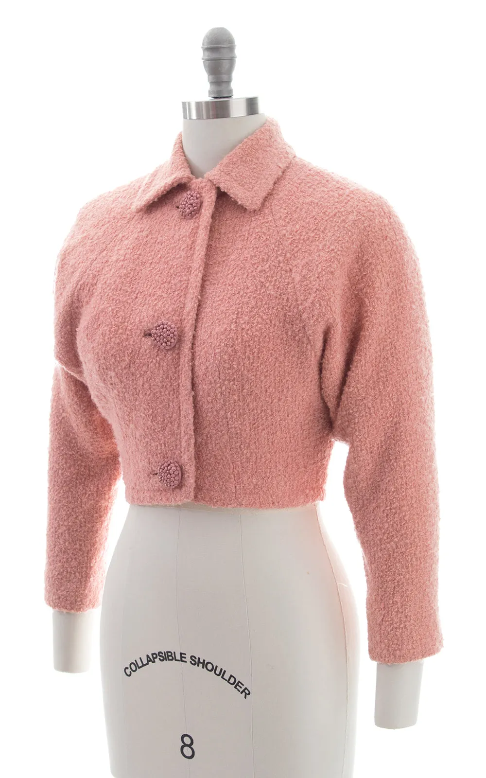 1950s Bubblegum Pink Bouclé Wool Cropped Coat | x-small/small