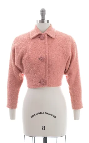 1950s Bubblegum Pink Bouclé Wool Cropped Coat | x-small/small