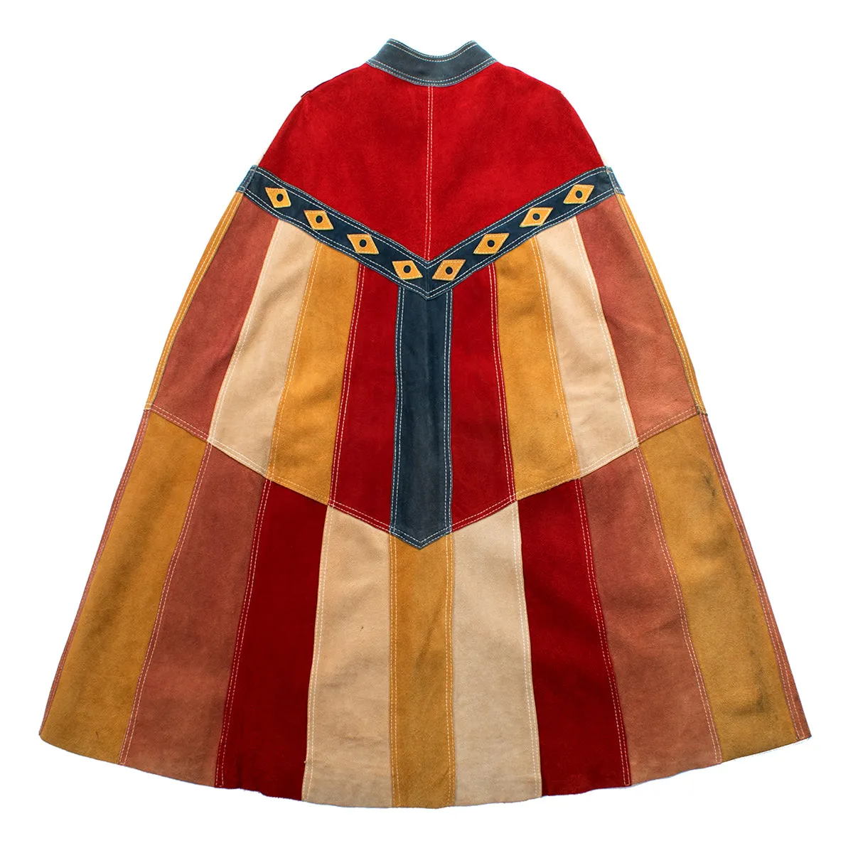 1960s 1970s Suede Patchwork Cape | x-small/small