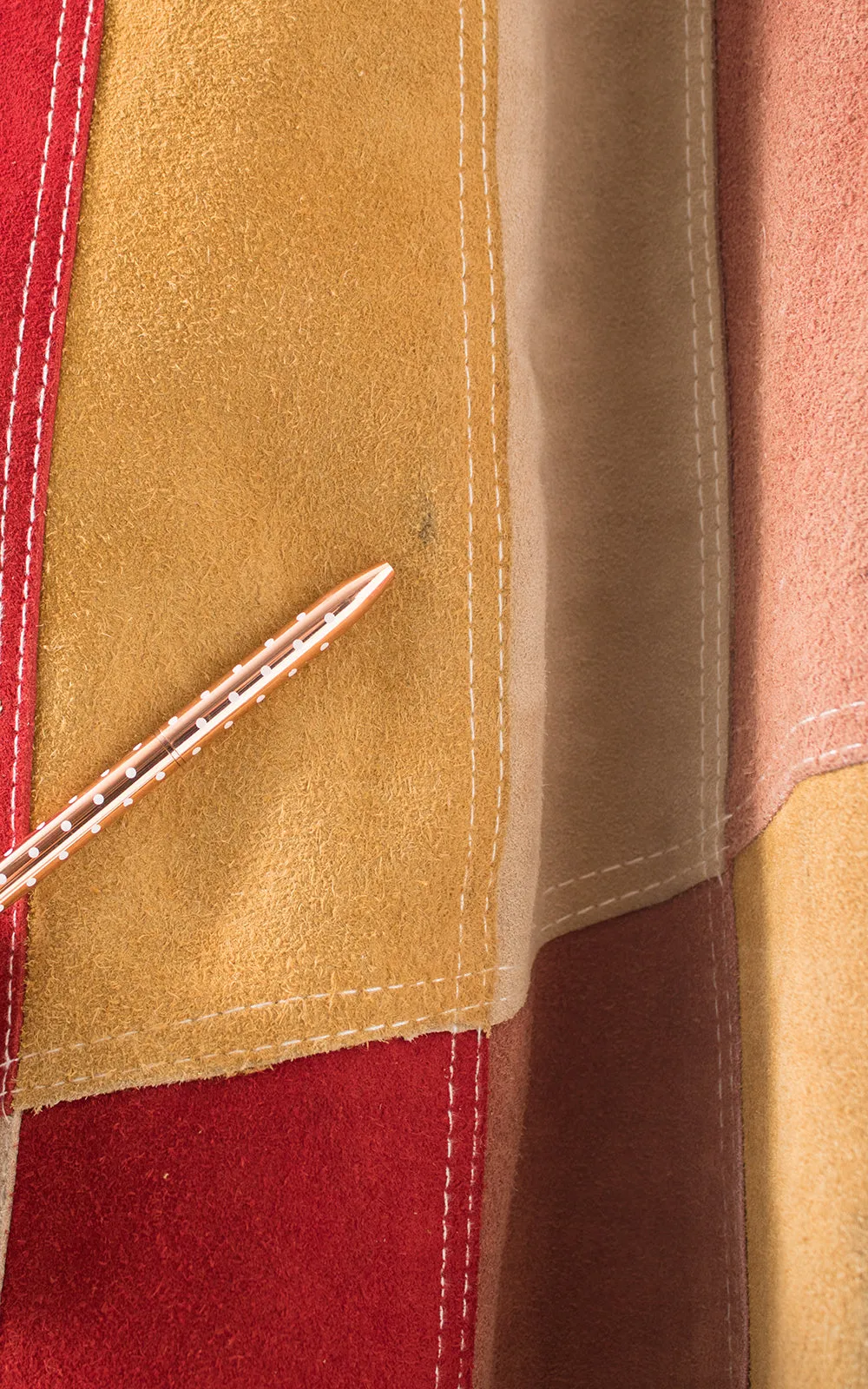 1960s 1970s Suede Patchwork Cape | x-small/small