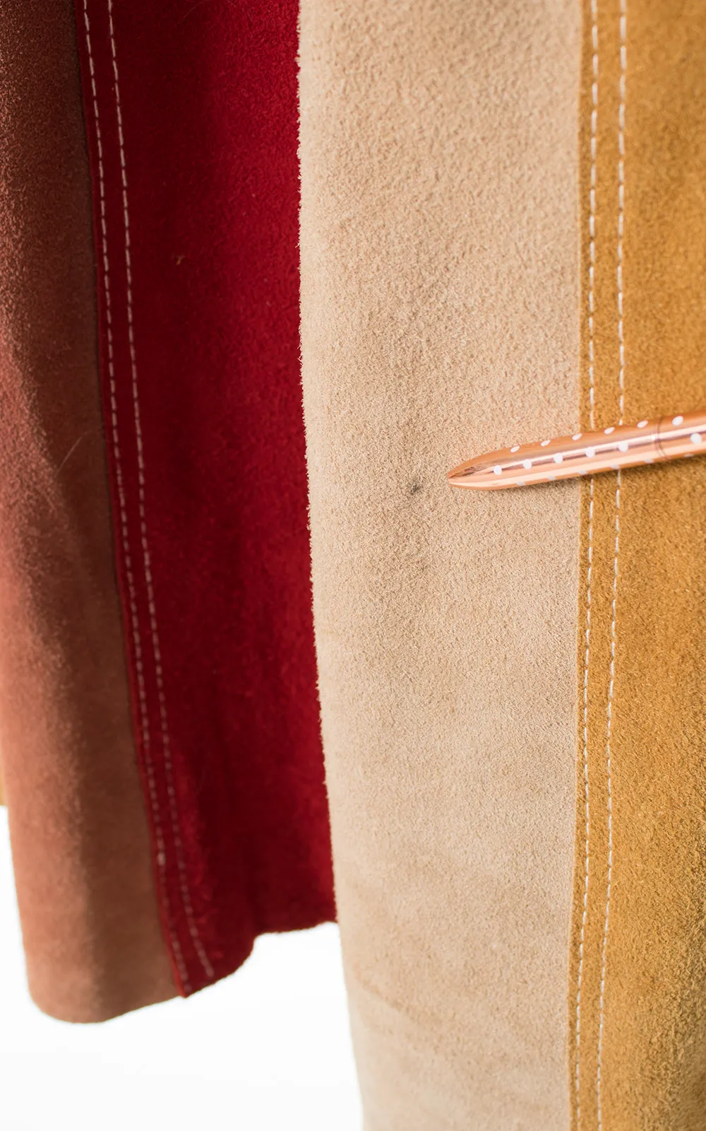 1960s 1970s Suede Patchwork Cape | x-small/small