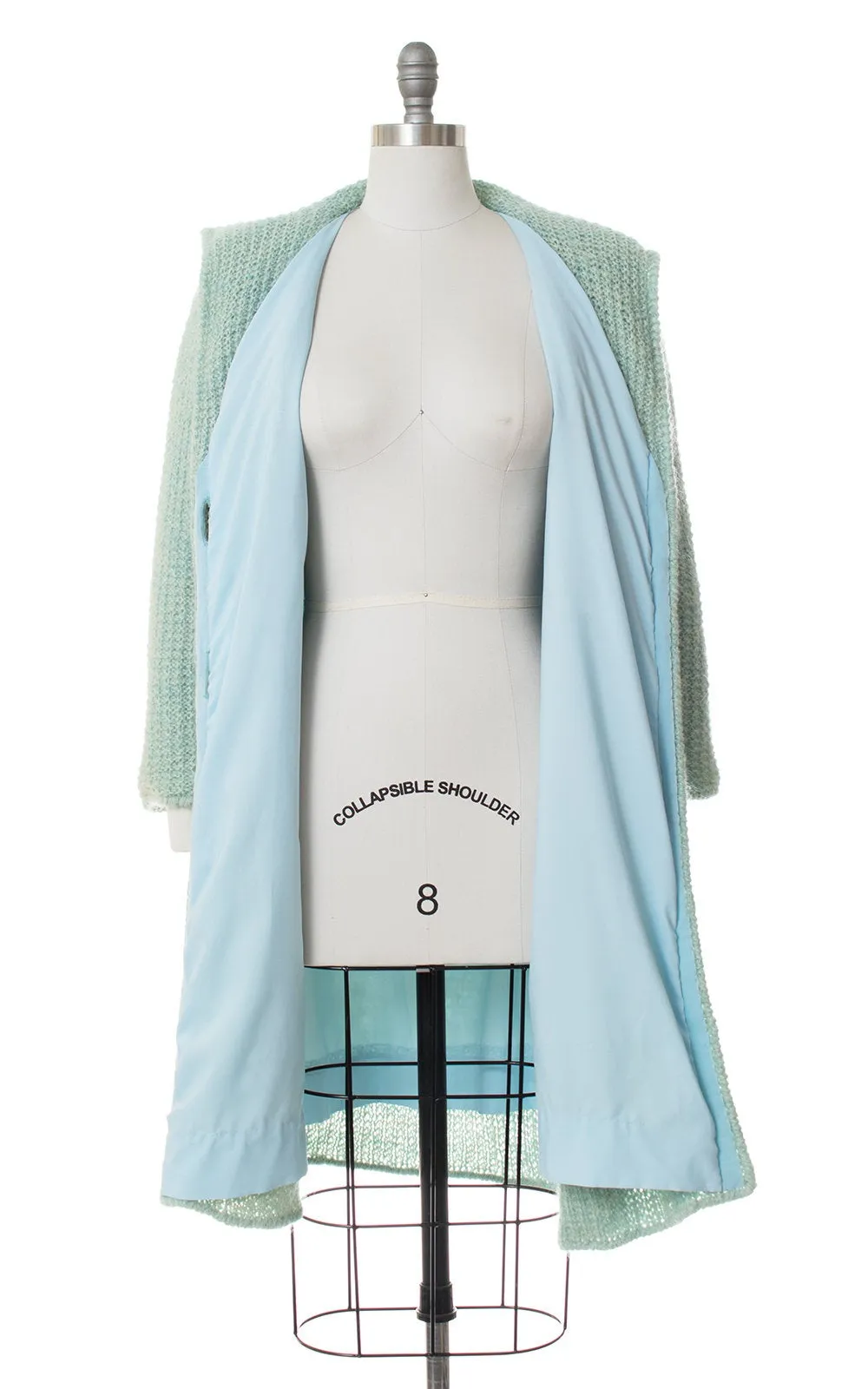 1960s Mint Blue Knit Sweater Coat | medium/large