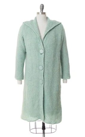 1960s Mint Blue Knit Sweater Coat | medium/large