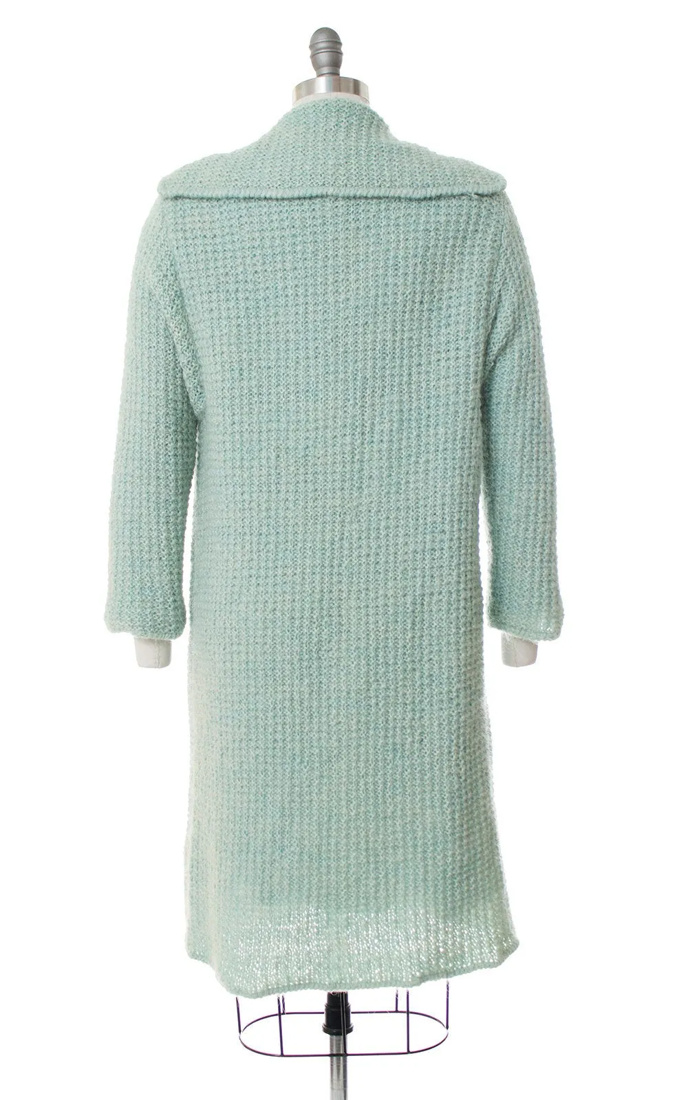 1960s Mint Blue Knit Sweater Coat | medium/large