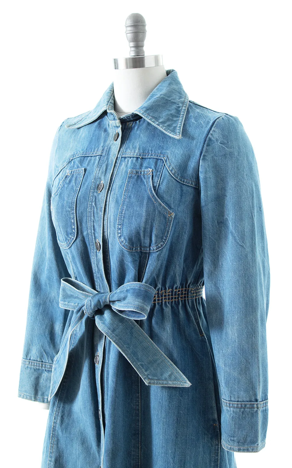1970s Denim Coat Dress | small