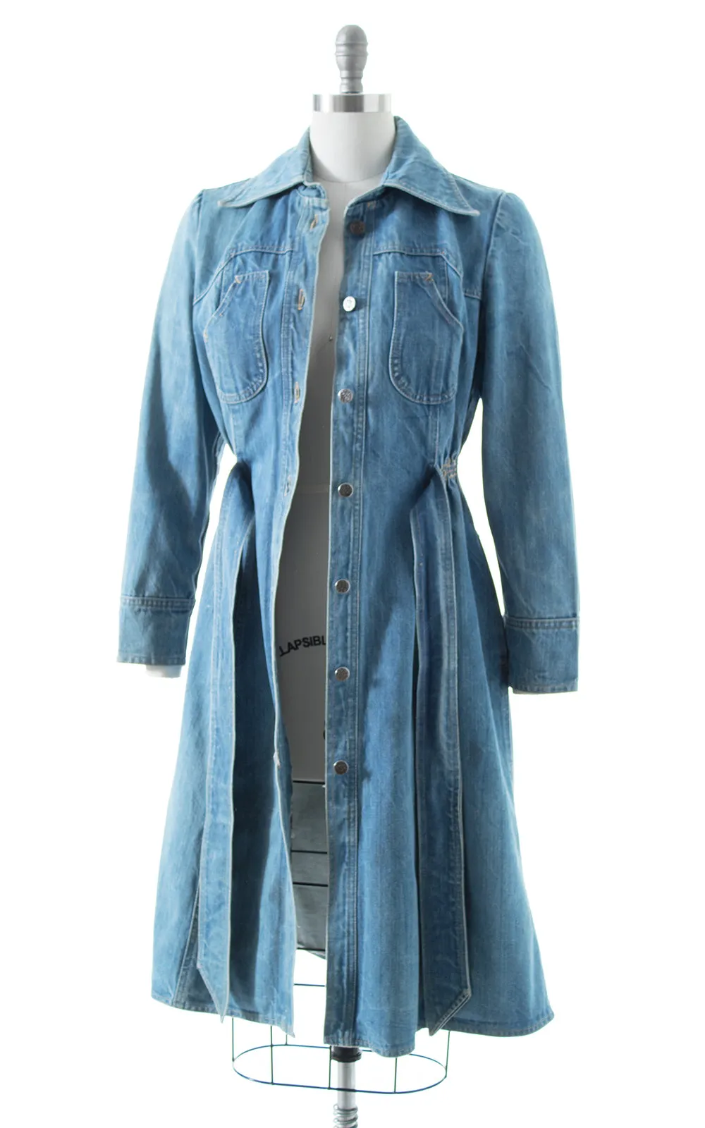 1970s Denim Coat Dress | small