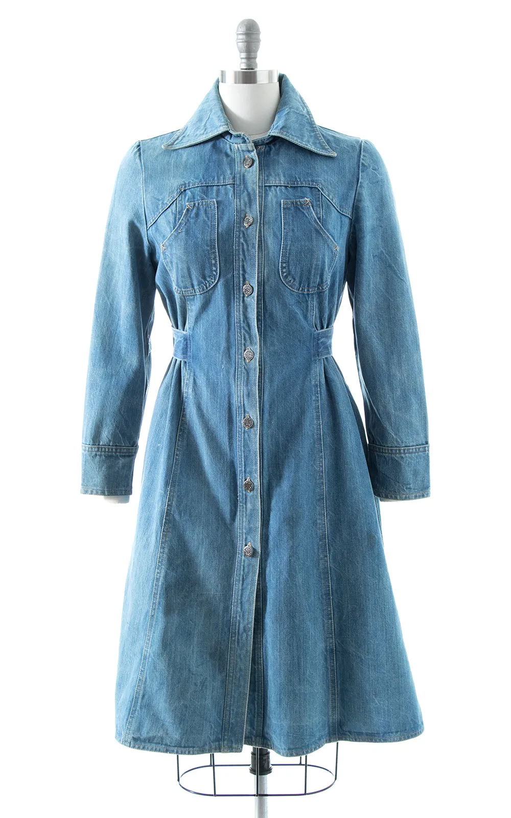 1970s Denim Coat Dress | small