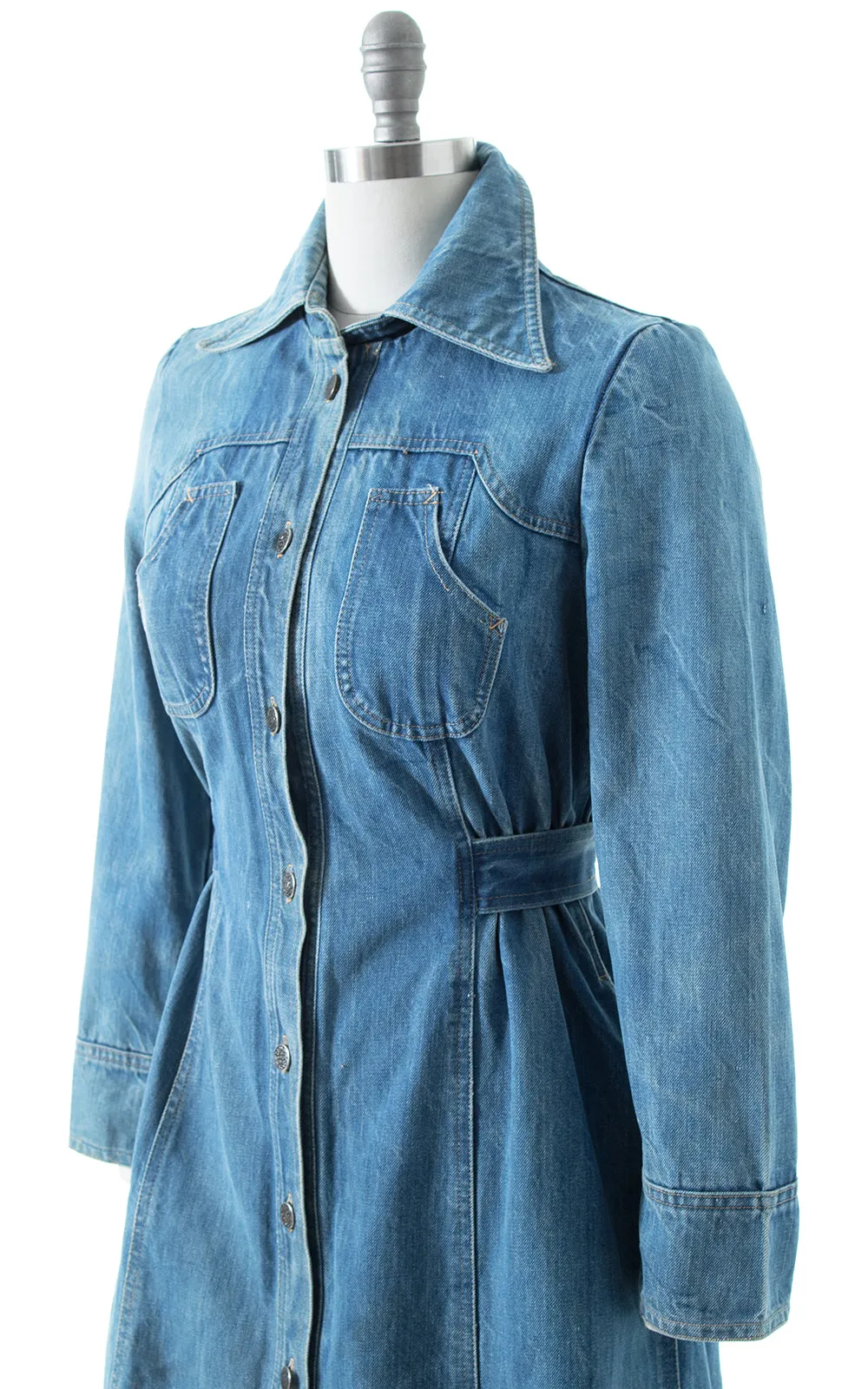 1970s Denim Coat Dress | small
