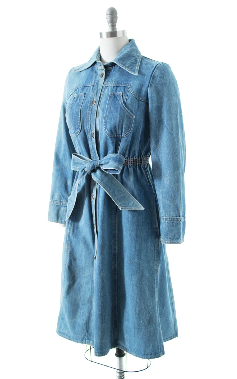 1970s Denim Coat Dress | small