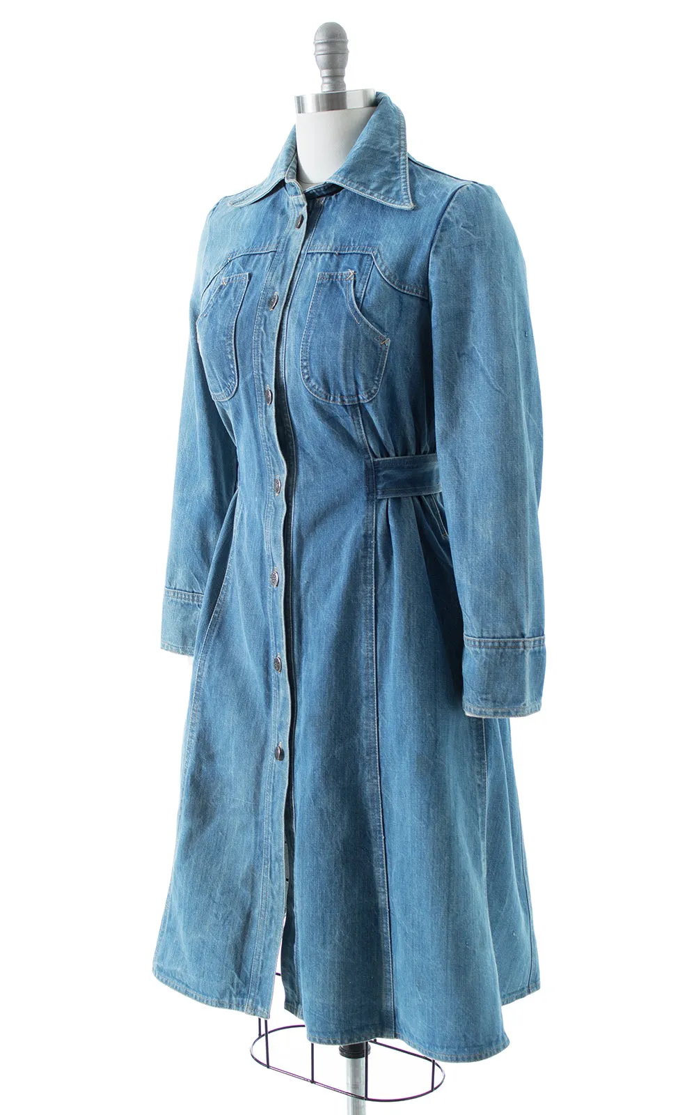 1970s Denim Coat Dress | small