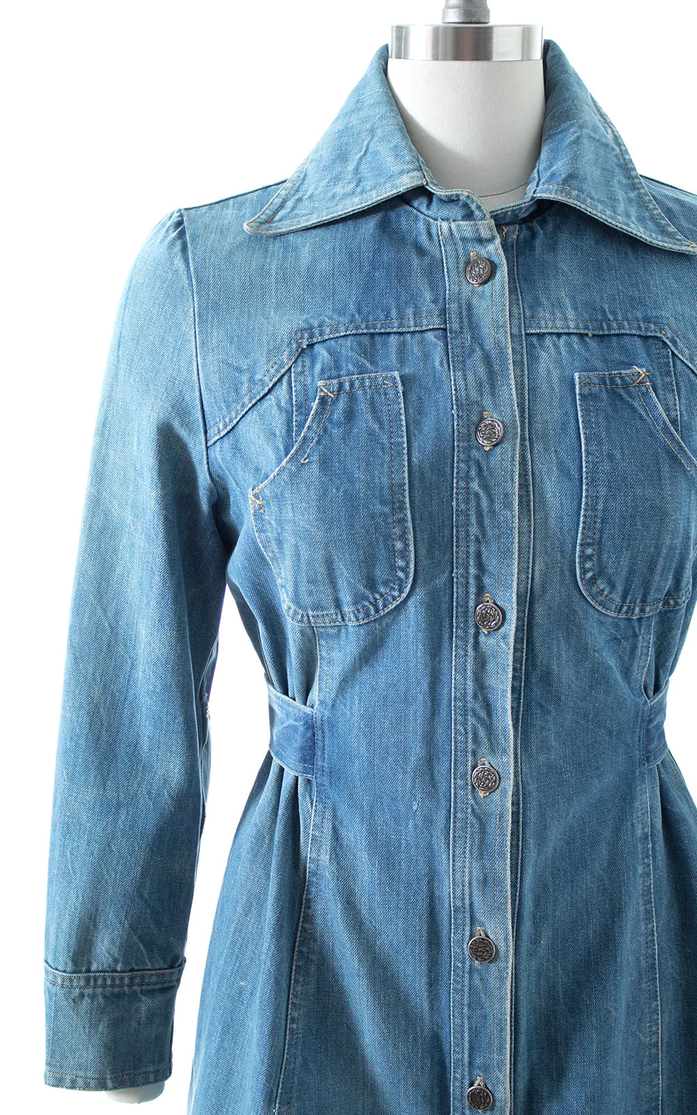 1970s Denim Coat Dress | small