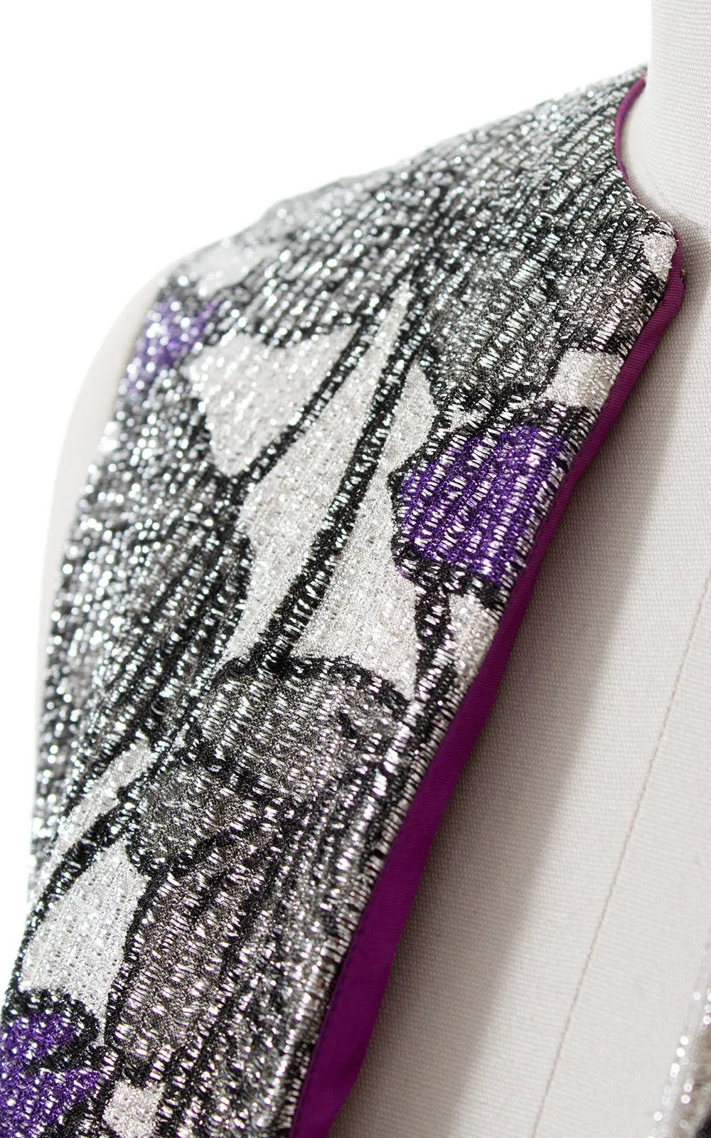 1970s Floral Metallic Duster Vest | small/medium