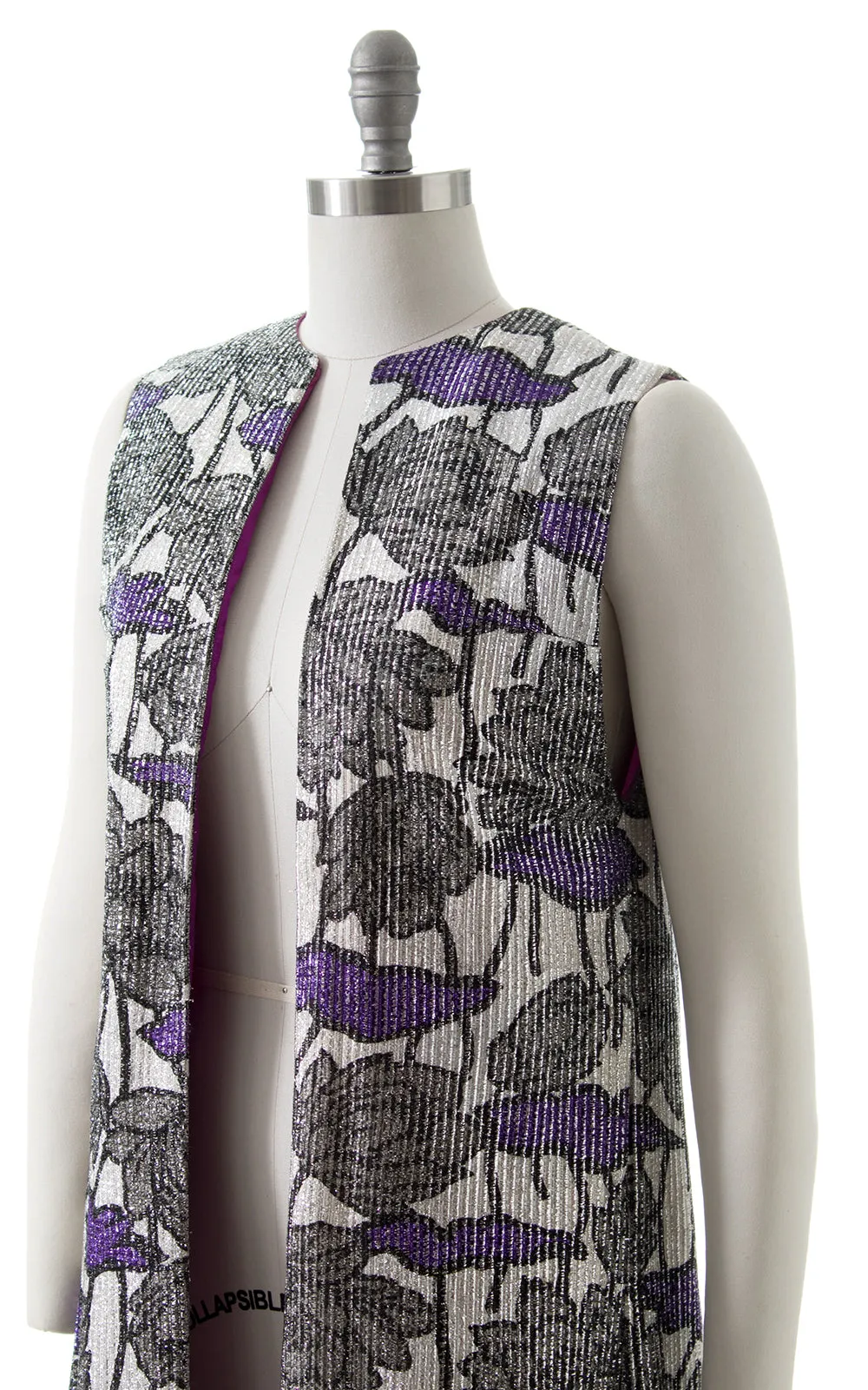 1970s Floral Metallic Duster Vest | small/medium