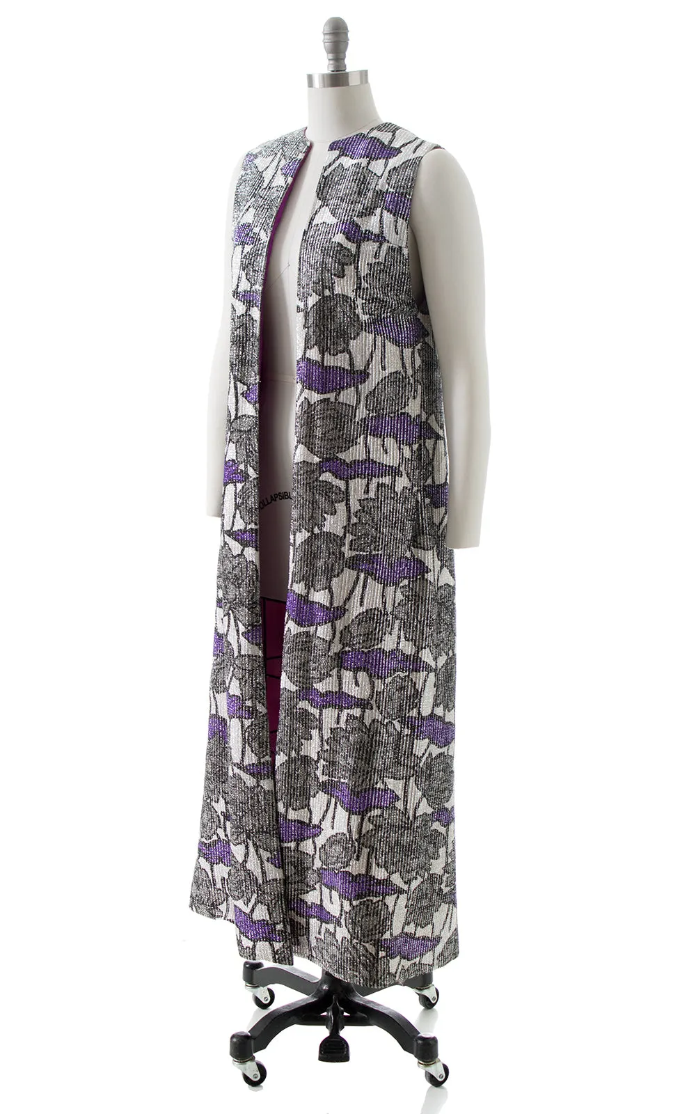 1970s Floral Metallic Duster Vest | small/medium