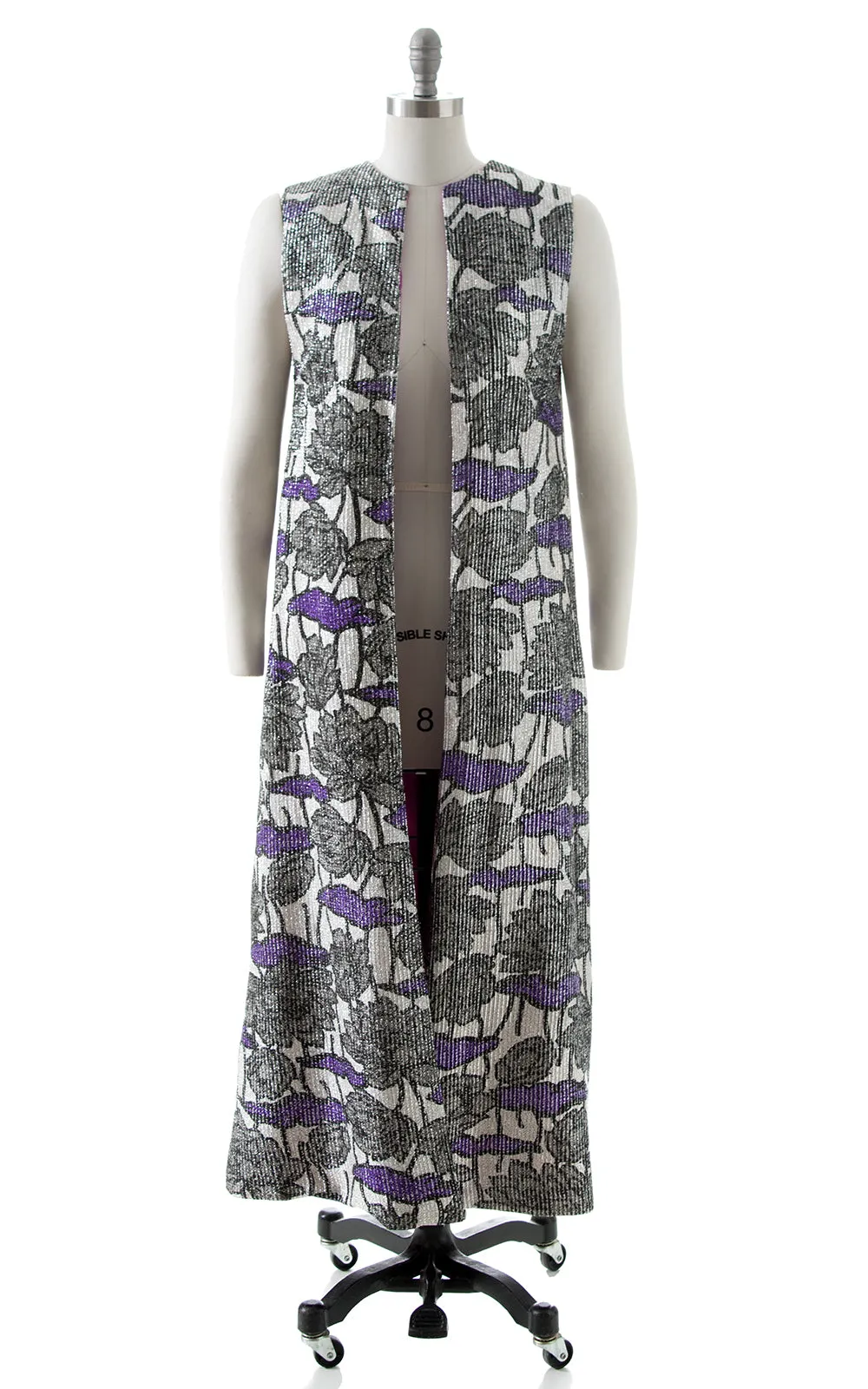1970s Floral Metallic Duster Vest | small/medium
