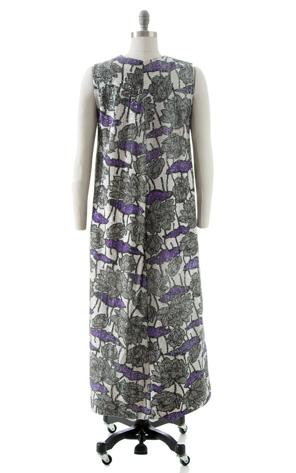 1970s Floral Metallic Duster Vest | small/medium