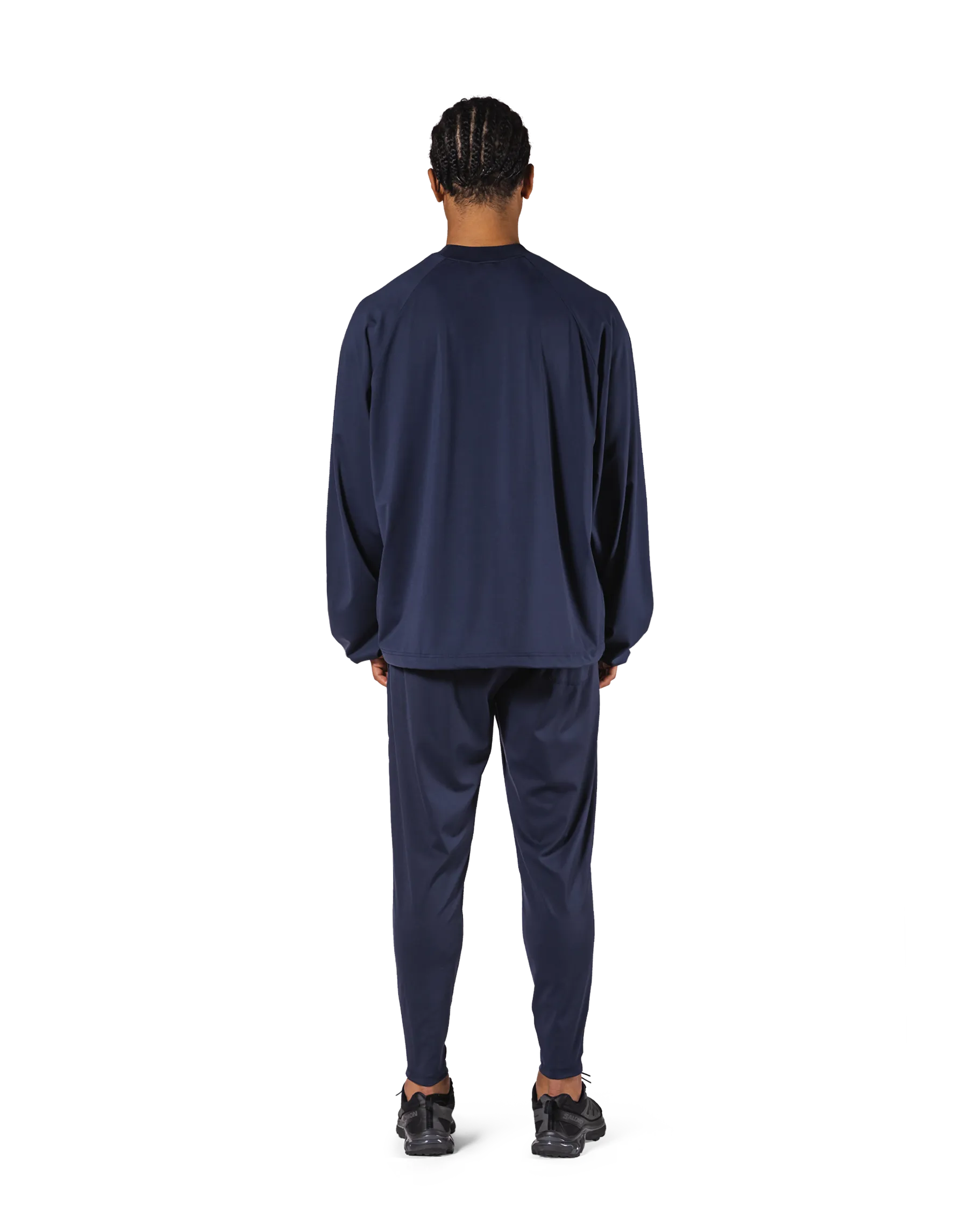 2Way Stretch Relaxed Pullover Tops - Navy
