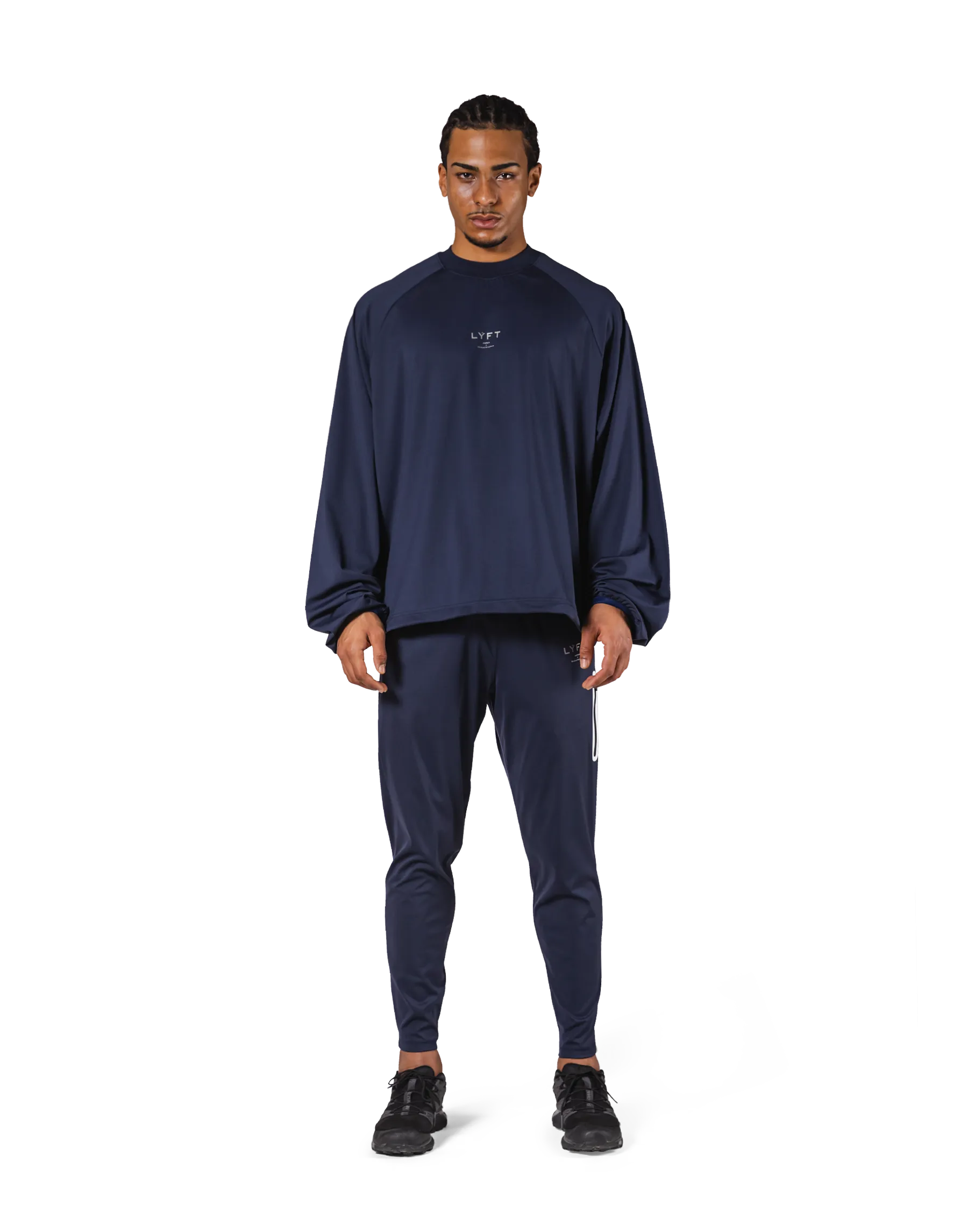 2Way Stretch Relaxed Pullover Tops - Navy