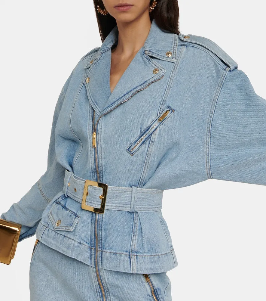 Alexandre Vauthier Asymmetric zipped denim minidress