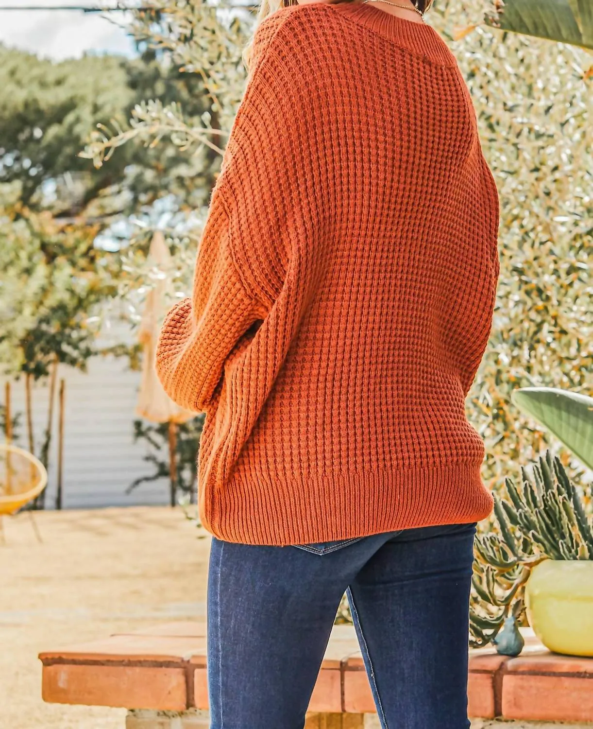 And The Why - Cozy and Soft Waffle Basic Pullover Sweater - Plus