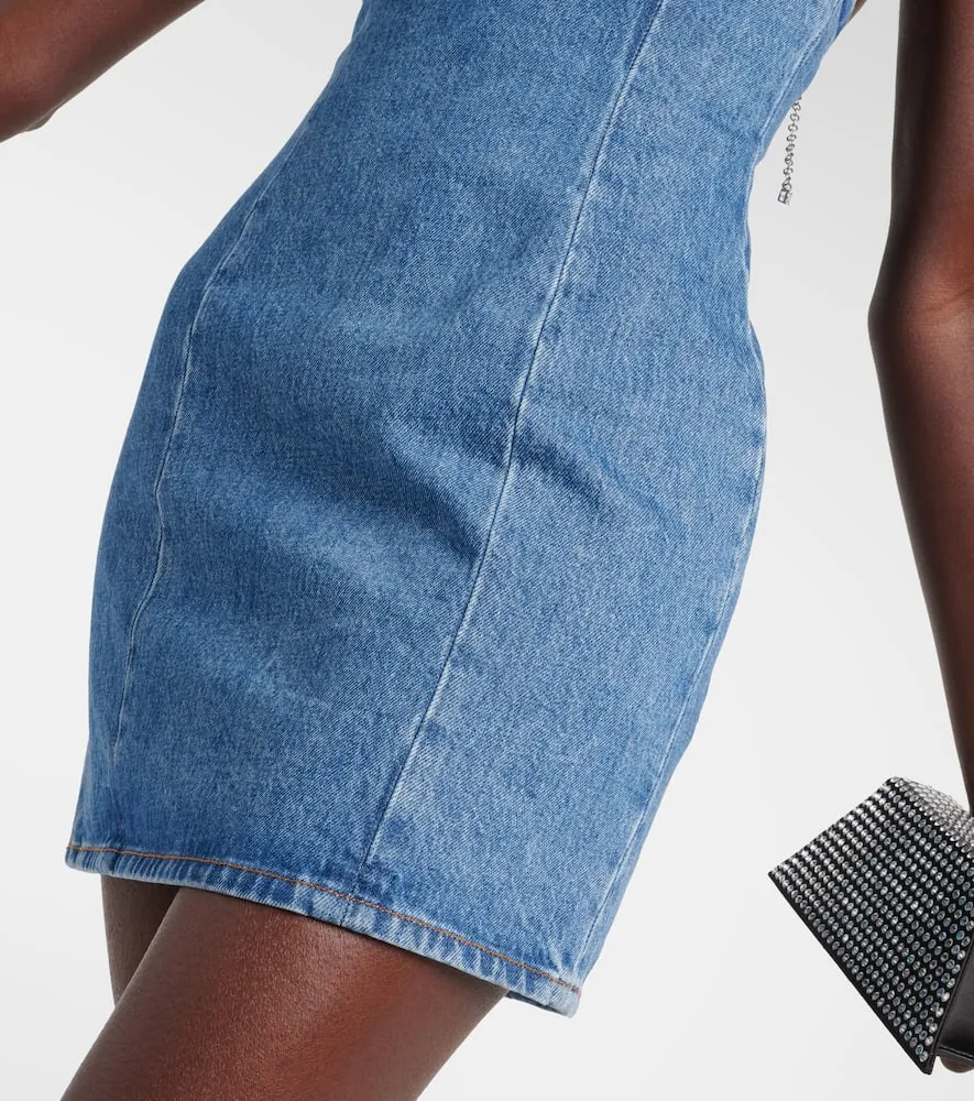Area Crystal-embellished denim minidress