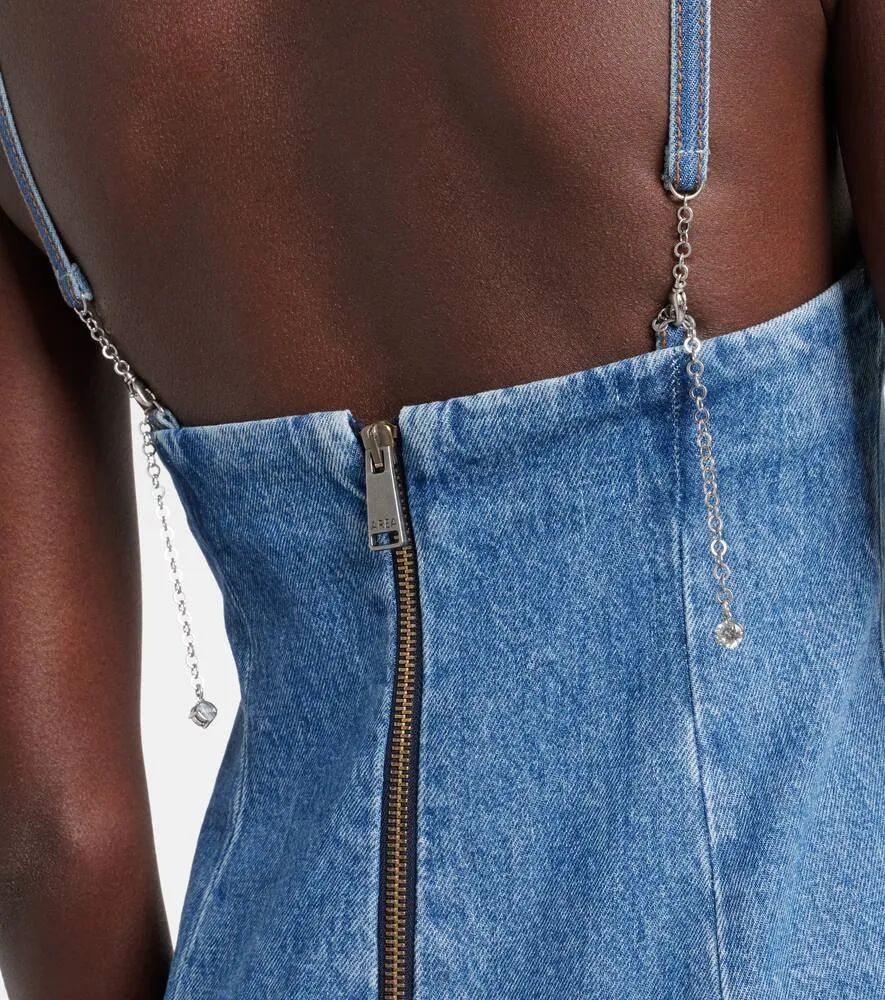Area Crystal-embellished denim minidress