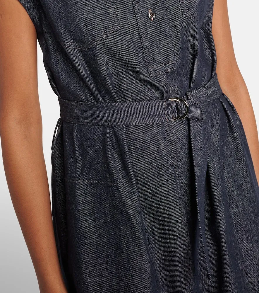 Brunello Cucinelli Belted denim maxi dress