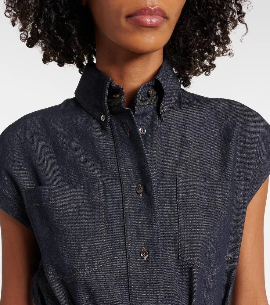 Brunello Cucinelli Belted denim maxi dress