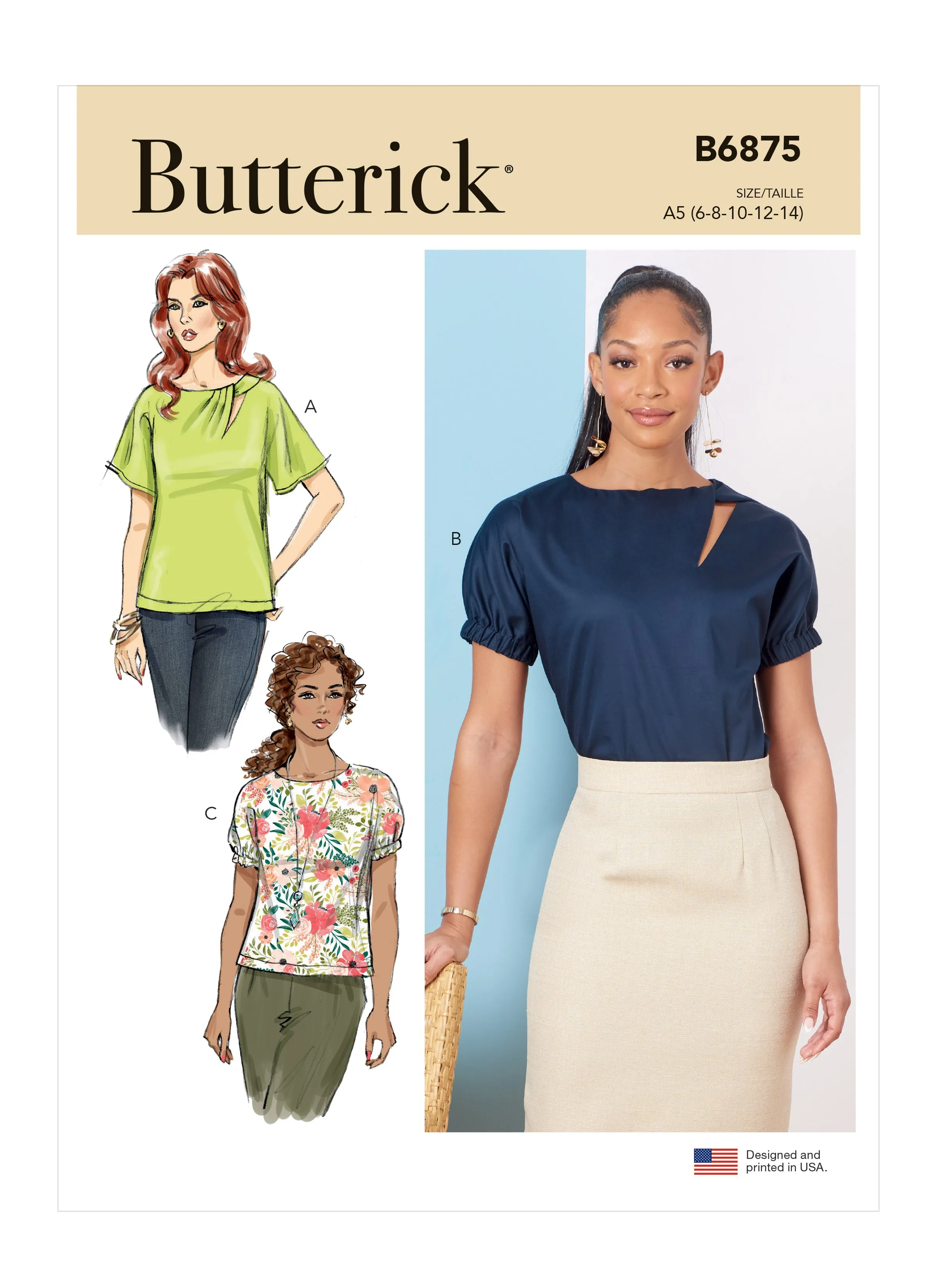 Butterick 6875 Tops sewing pattern