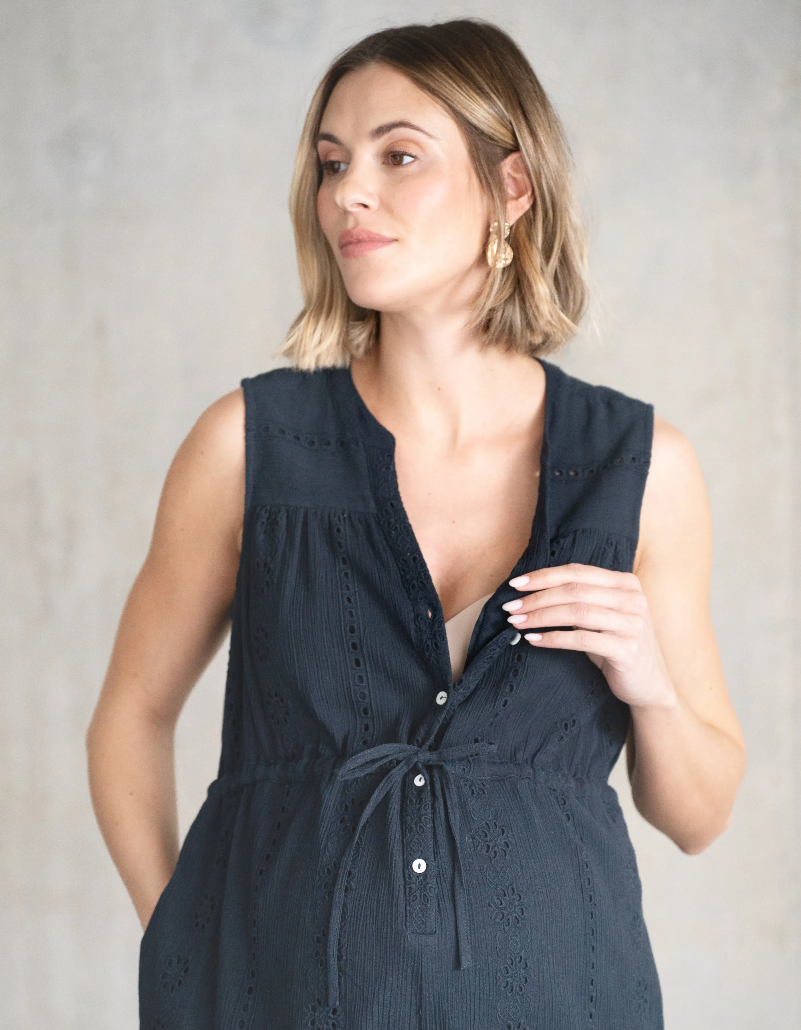 Button-Down Maternity Playsuit