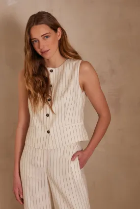 CLIFF STRIPED LINEN WAISTCOAT