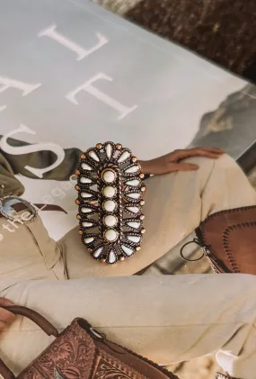 Copper Cluster Stone Cuff Ring