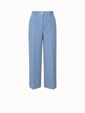Cropped Wide Cotton Stretch Seersucker Pants
