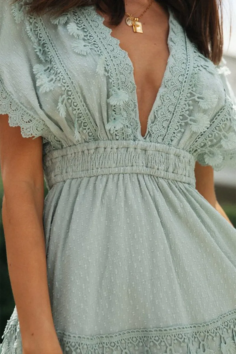 Enchanting Sage Green Lace Dress