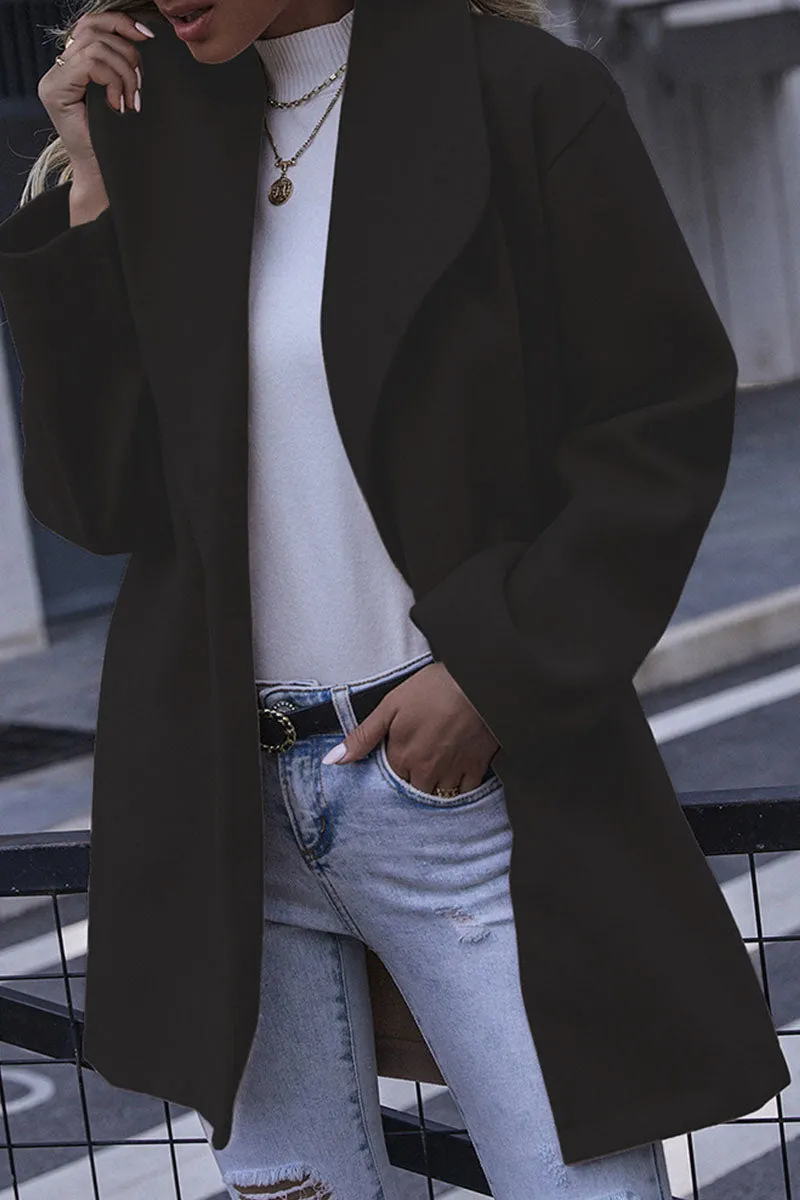 Fashion Casual & Stylish Classic Solid Patchwork Turndown Collar Outerwear
