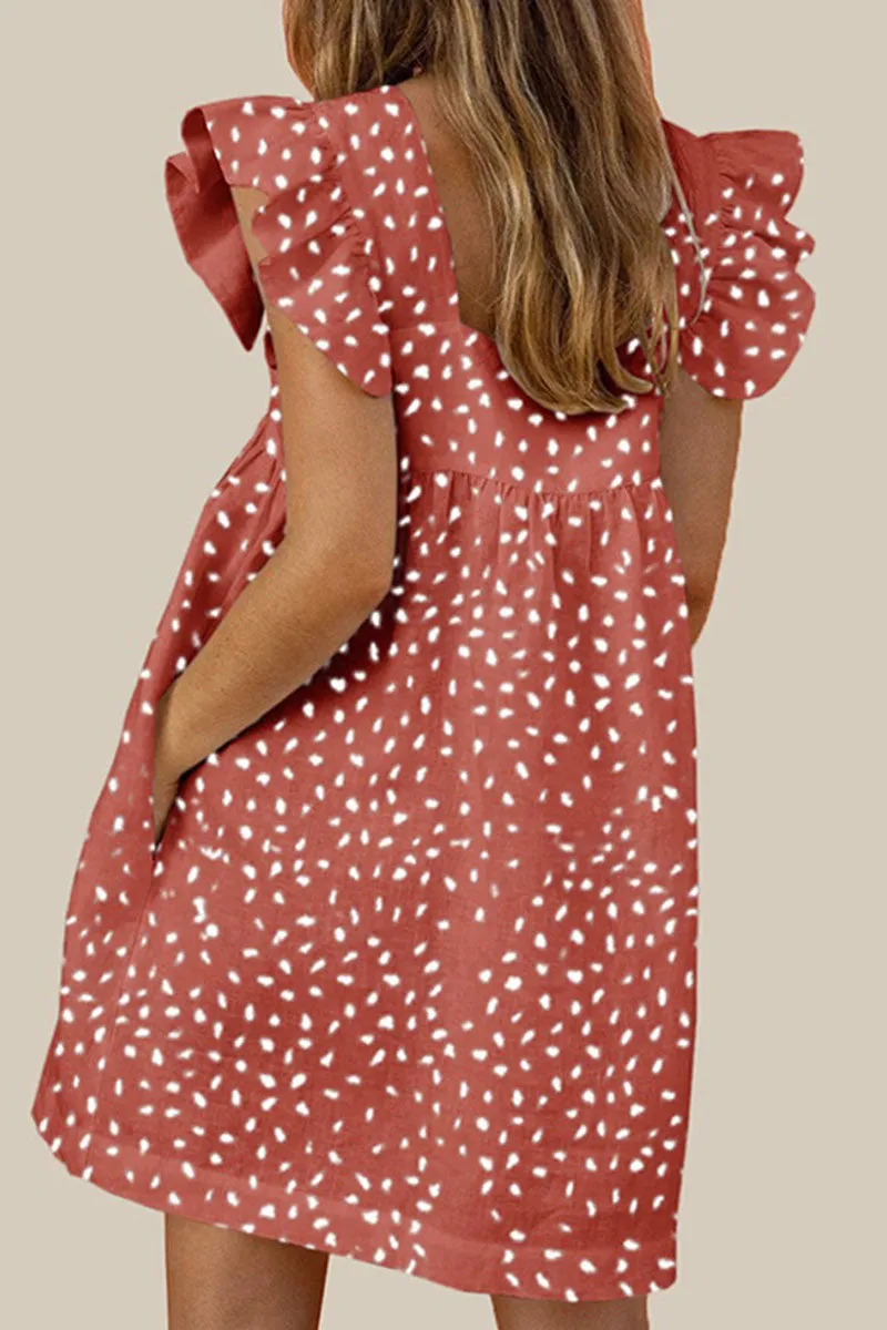 Fashion Casual & Stylish Print Split Joint Square Collar Princess Dresses