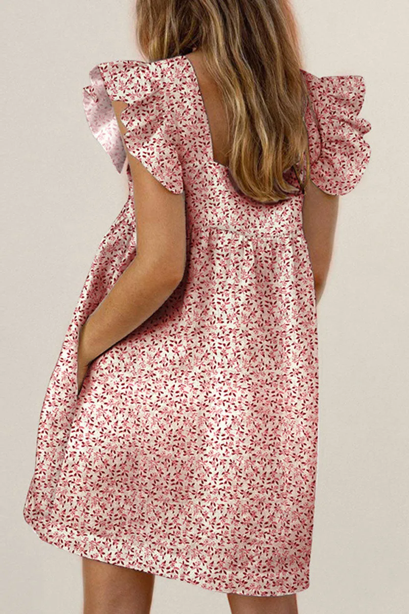 Fashion Casual & Stylish Print Split Joint Square Collar Princess Dresses
