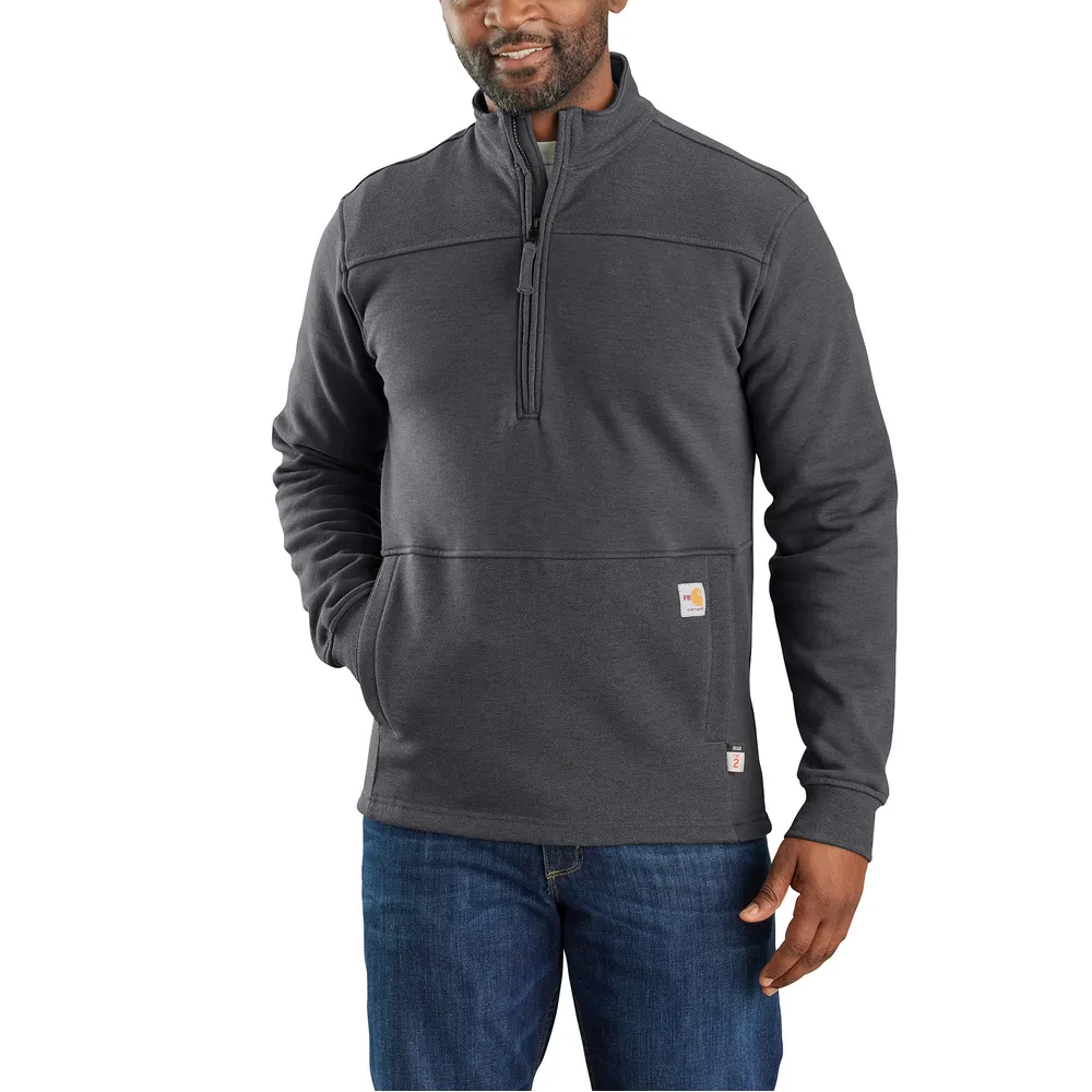 Flame Resistant Rain Defender Relaxed Fit Mock Neck Fleece Pullover - 029-Shadow | Carhartt 105012