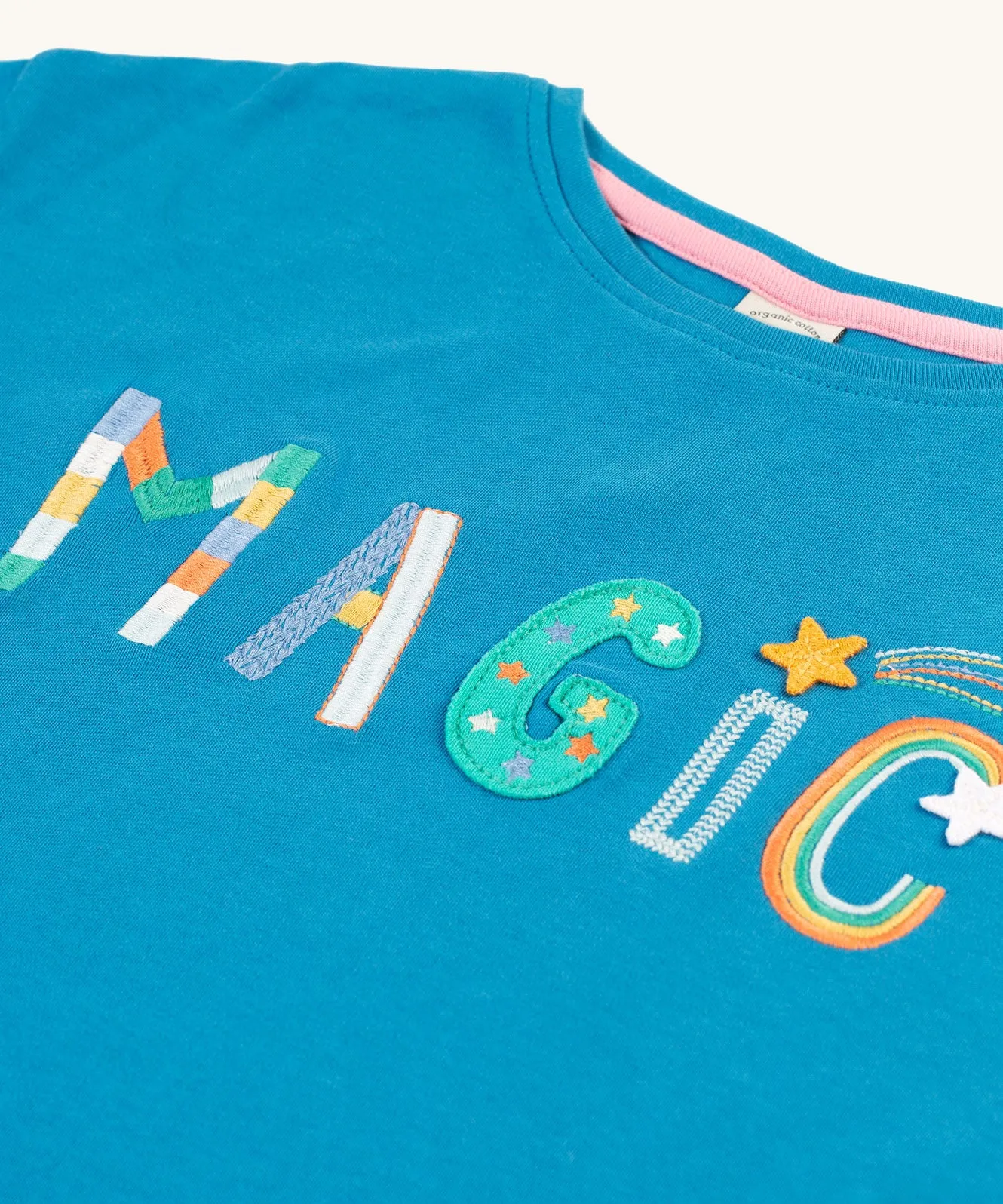 Frugi Bethany Applique Top - Deep Water/Magic
